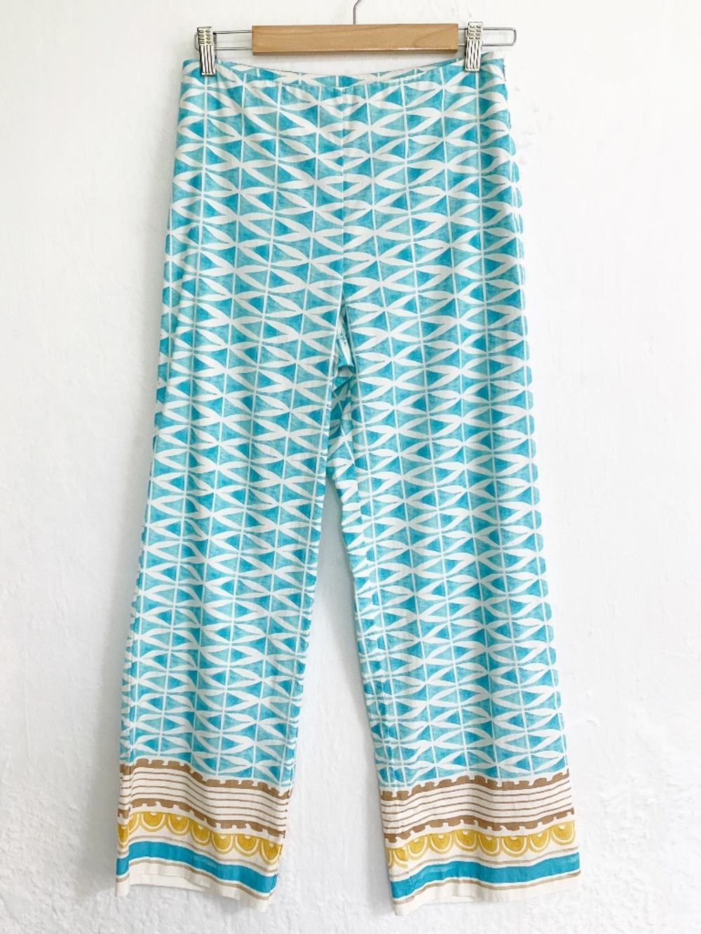 J. McLaughlin Carter Wide Leg Pants Aqua Multi Sz 4 - Picture 3 of 13